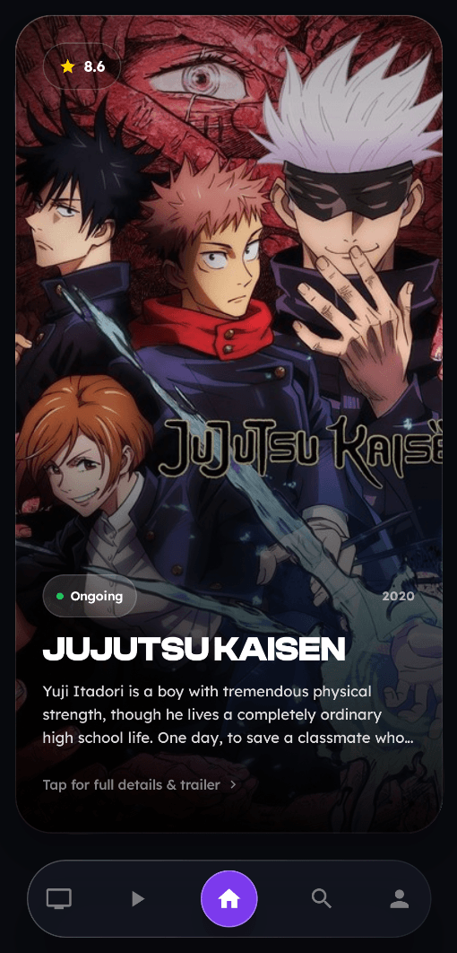 Cinly swipe card showing the anime Jujutsu Kaisen